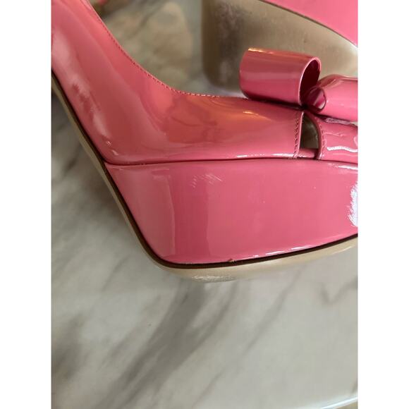 Valentino Garavani Bubblegum Pink Bow Platform Peep Toe Heels - Picture 4 of 16